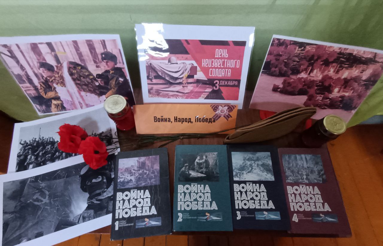 ТОС “Добрый”Тематическая выставка ко Дню Неизвестного солдата  “Война, Народ ,Победа”